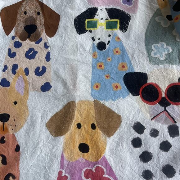 Dog Print Shirt Womens Small Colorful Button Down Oversized Long Sleeve Cute Art - Picture 3 of 7